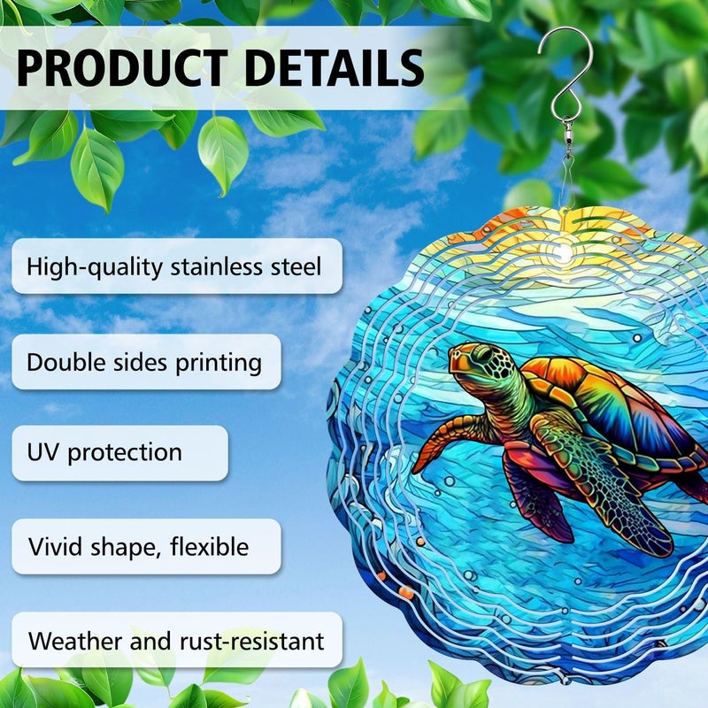 44memory Turtle Yard and Garden Wind Spinner, Unique 3D Hanging Turtle Wind Spinner - Image 4